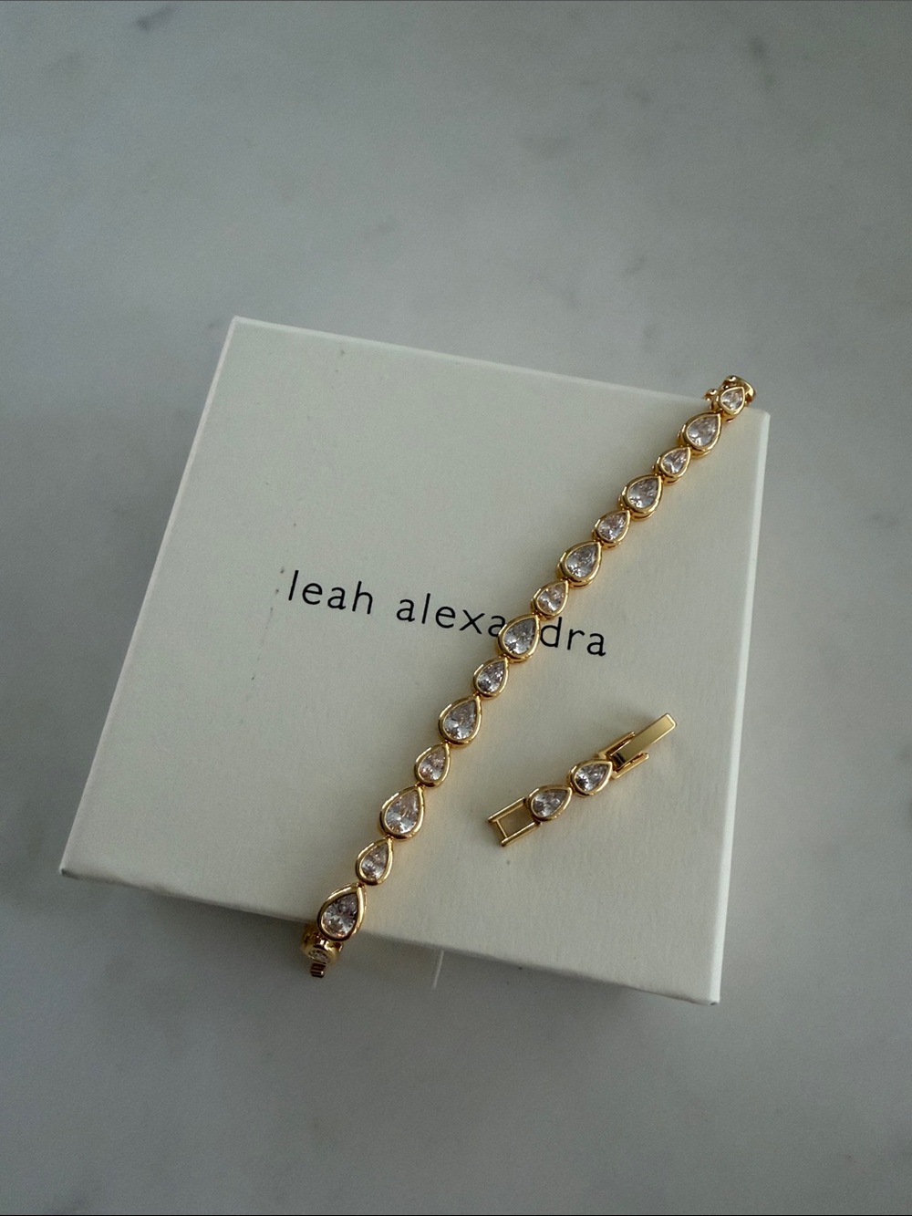 Leah Alexandra Gold Teardrop Crystal Tennis Bracelet